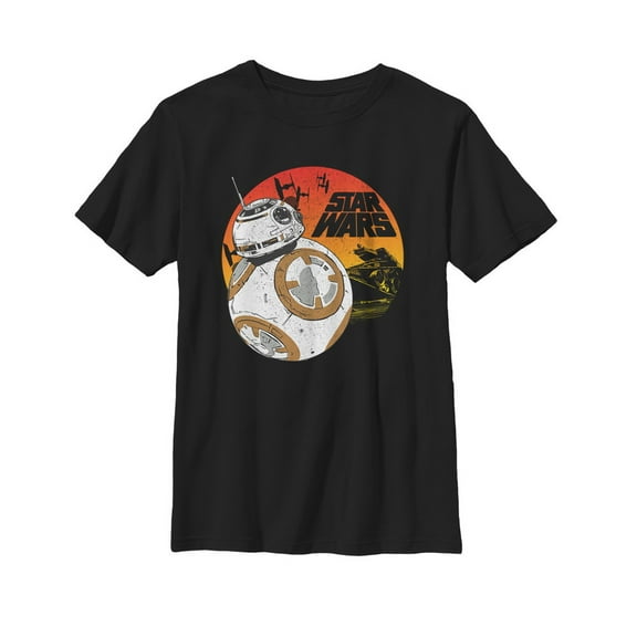 Boy's Star Wars The Last Jedi BB-8 Sunset Graphic Tee Black Large