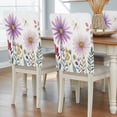 thumbnail image 2 of Spring Floral Chair Covers Set of 6 Purple Wildflowers Watercolor Leaves Plant Chair Back Covers Stretch Removable Washable Slipcovers Protector for Dining Room Kitchen Party Decor, 2 of 9