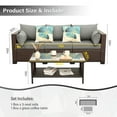 thumbnail image 3 of Outdoor Sofa Set of 2, PE Wicker Couch with 2-Layer Glass Coffee Table, Brown/Gray Cushion, Furniture Cover, 3 of 7