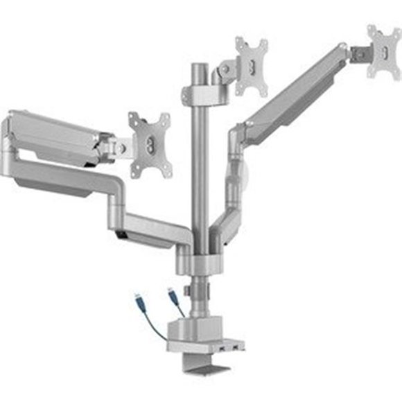 Lorell LLR99804 Arm Monitor Triple with Pole, Metallic Gray