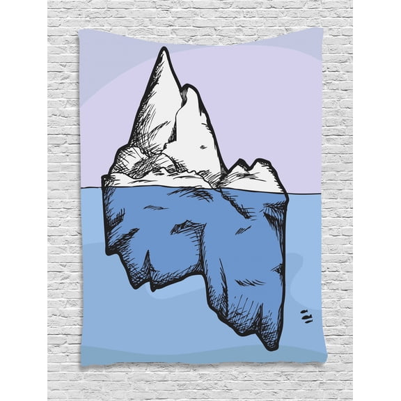 Ice Berg Tapestry, Icy Formation Above and Below Water, Wall Hanging for Bedroom Living Room Dorm Decor, 40W X 60L Inches, Pastel Purple Pale Sky Blue Charcoal Grey Dark Sky Blue, by Ambesonne
