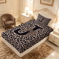 thumbnail image 5 of meiyoeat Leopard Print Bow Letter J Twin Sheet Sets, Women Teens, Brown Animal Print Bedding, 3 Pieces, 1 Flat Sheet, 1 Fitted Sheet and 1 Pillowcase, 5 of 6