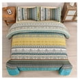 thumbnail image 5 of TiaGOC Yellow Quilt Set King Size, Boho Stripe 3 Pieces Quilts Bedspread Set Bohemian Lightweight Microfiber All Season Bedding Coverlet Set for King Bed (104"x90"), 5 of 8