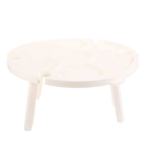 Outdoor Camping Garden Barbecue Convenient Plastic Folding Small Wine Table Snacks Red Glass Holder (white)