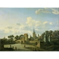 thumbnail image 2 of Jan van der Heyden 14x11 Black Ornate Wood Framed Double Matted Museum Art Print Titled: The Church of St Severin in Cologne in an Imaginary Setting (1660 - 1672), 2 of 5