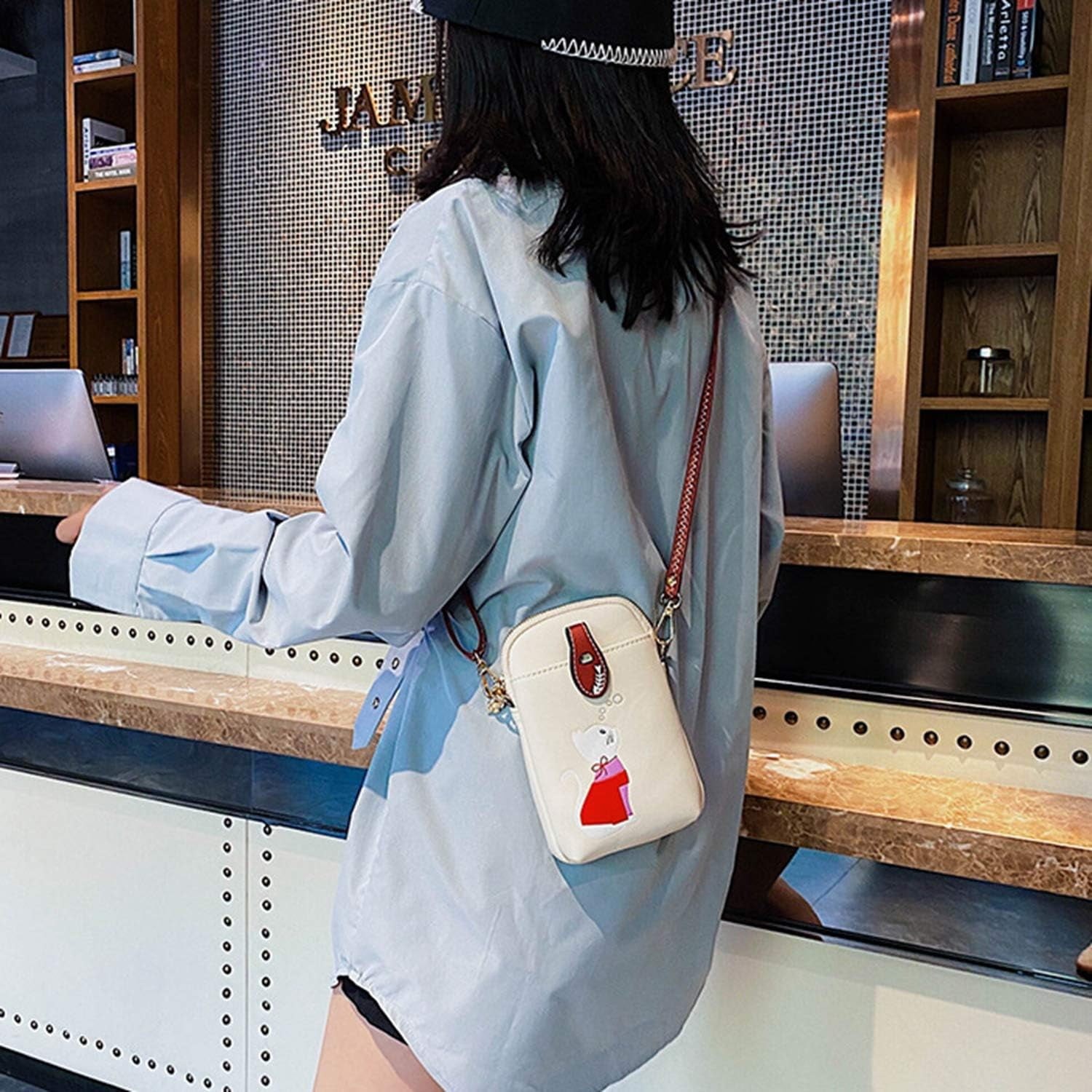 Small Crossbody Phone Bag for Women Leather Cute Cat Cellphone Purse Shoulder Bags PU Wallet