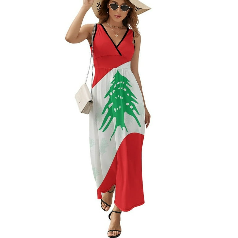 Lebanon Flag Womens Night Club Maxi Dress V Neck Sleeveless Bohemia Long Dresses - Walmart.com Lebanon Flag Womens Night Club Maxi Dress V Neck Sleeveless Bohemia Long Dresses - Walmart.com