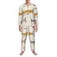 thumbnail image 3 of Honeii Striped Vintage Planes Pattern Mens Pajamas Set,2pcs Men's Lounge Long Sleeve Sleep Shirt and Pajama Bottoms Sleepwear Set,Mens Pjs Sets-X-Large, 3 of 7