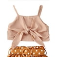thumbnail image 3 of Toddler Summer Suit, Solid Color Spaghetti Straps Knotted Vest+Polka Dot Shorts Outfit, 3 of 7