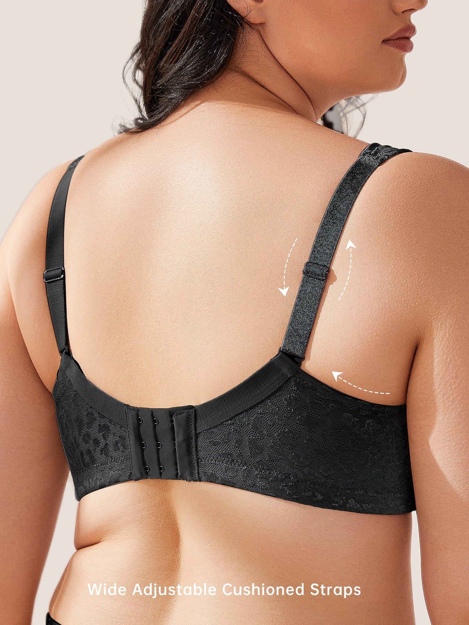 Wingslove Women's Plus Size Full Coverage Minimizer Bra Wirefree Non Padded for Everyday Comfort, Black 36B