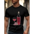thumbnail image 2 of Men's T-Shirt Single Line Drawing Modern Art Red Wine Line Short Sleeve Casual Tee Classic Crew Neck T-Shirt for Men, S, 2 of 6