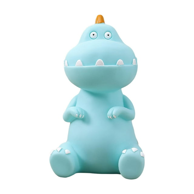 Alcancía de dinosaurio para niños, estatua de dinosaurio, caja de ahorro, almacenamiento, antideslizante, regalos de Año Nuevo, escritorio, hogar, banco de especies azul