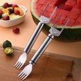 thumbnail image 3 of Sunjoy Tech Watermelon Cutter Slicer Tool Stainless Steel 2-In-1 Fruit Cutter with Windmill Design Portable Melon Cube Cutter Fork for Family Camping Parties, 3 of 8
