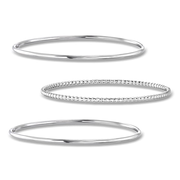 Pure Collection by Ross-Simons Italian Sterling Silver Jewelry Set: 3 Polished and Beaded Bangle Bracelets, Women's, Adult