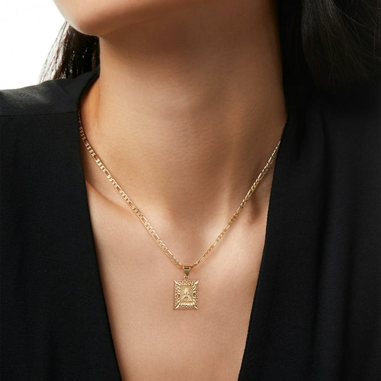 CHaaannn♡ᵕ̈*⑅ KissYan Initial Necklace for Women,14K Gold Plated Round
