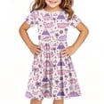 thumbnail image 2 of SGFCWSX Girls Short Sleeve Skater Dress Kids Dinosaur Print Crewneck Swing Dress for Spring Summer Casual Play Pink Size 4-5 Years, 2 of 5
