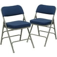 thumbnail image 3 of Emma + Oliver 2 Pack Curved Triple Braced & Double Hinged Navy Fabric Metal Folding Chair, 3 of 14