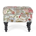 thumbnail image 2 of Adeco  Ottoman Stool Tufted Foot Rest Fabric Floral Vanity Stool Embroidery, 2 of 4