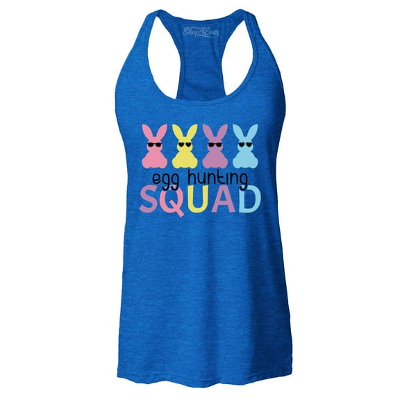 Shop4Ever Women's Easter Bunny Egg Hunting Squad Racerback Tank Top Small Royal Blue