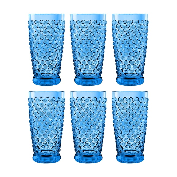 Hobnail Acrylic Drinking Glasses - Cobalt Blue - 20 oz - Set of 6