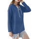 thumbnail image 3 of Sudadera de mujer con cuello en V y cordón de manga larga, sudadera con capucha, camiseta holgada informal para mujer, 3 of 6