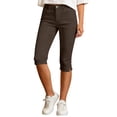 thumbnail image 5 of HongQid Capri Pants for Women High Waisted Skinny Split Hem Stretchy Capris Cropped Straight Leg with Pockets, 5 of 9
