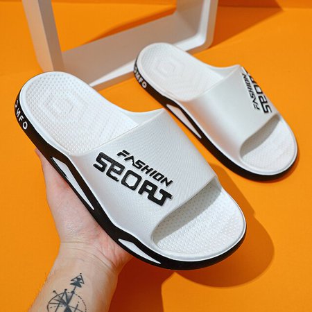 

Summer Men s Slippers Thick Platform Alphabet Beach Sandals Non-slip Flat Zapatos Hombre Casual Shoes Women Flip Flops Slippers