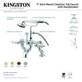 thumbnail image 4 of Kingston Brass CC413T2 Vintage 7" Center Deck-Mount Clawfoot Tub Faucet with Hand Shower, Polished Brass, 4 of 5