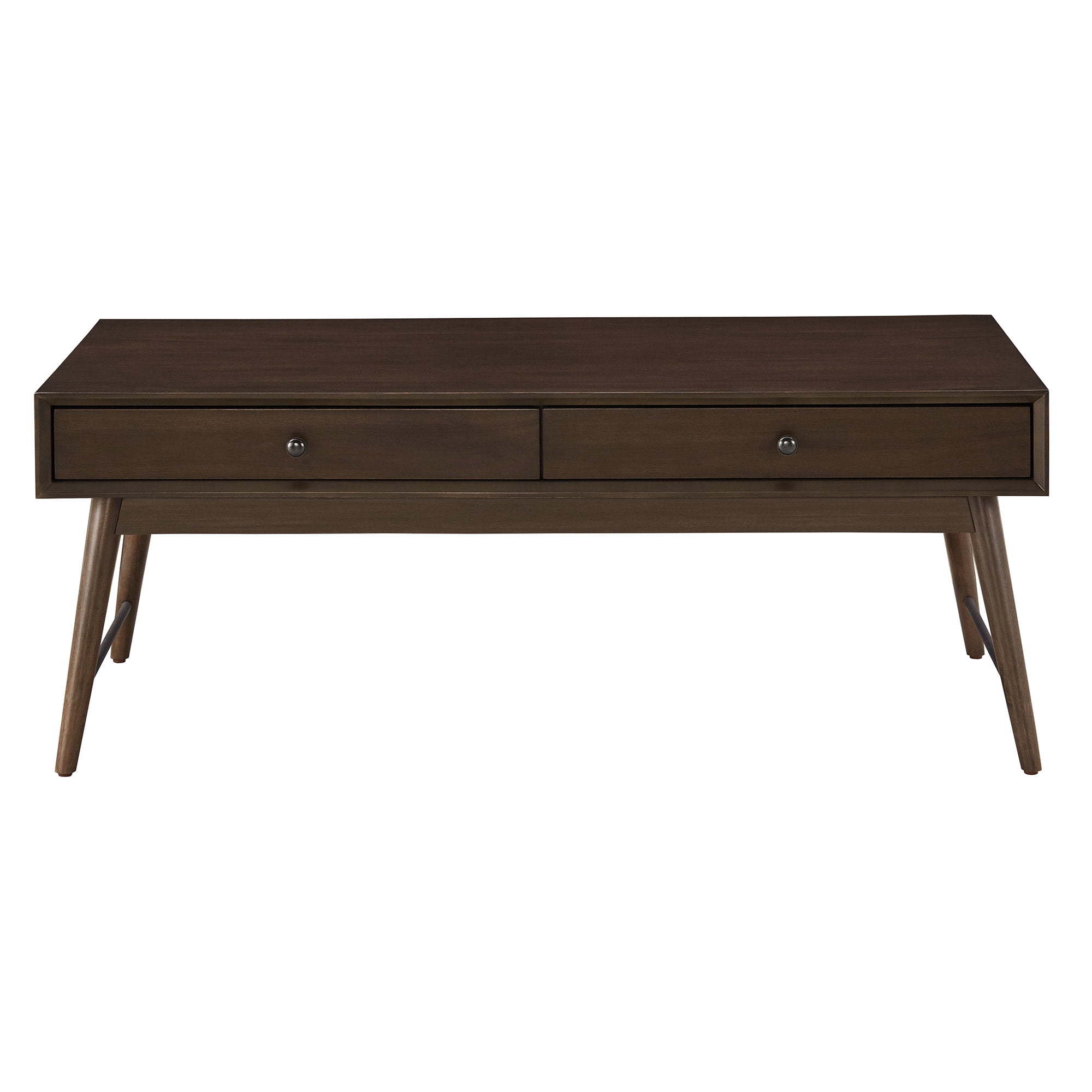 Weston Home Alcott Wood 2-Drawer Coffee Table, Dark Walnut Finish