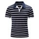 thumbnail image 2 of Hombres Casual Botón Manga corta Rayas Colorblock Turndown Pullover Camiseta Tops Pompotops oipoqjl44462, 2 of 8