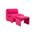 thumbnail image 5 of Velvet Leisure Chair with Ottoman And Upholstered Seat Cushion, Modern Seat No Armrest Chair and Footrest Set For Living Room, Bedroom, Office, Reception Room, Accent Single Lazy Chair, Rose Red, 5 of 9