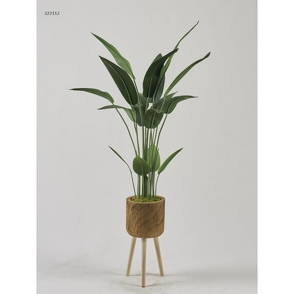 D & W Silks 5' Traveler Palm in Wood Planter with Wood Legs
