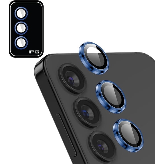 IPG ProLENS CD Aluminum Frame Camera Lens Protector for Samsung Galaxy S25 Plus (Blue), Alumina Silicate Tempered Class, HD Clarity, Scratch-Resistant, Individual Lens Cover