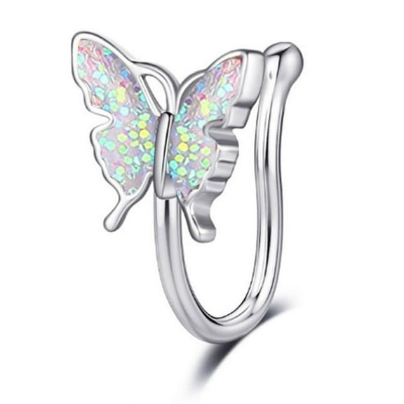 GENEMA Fake Nose Rings Butterfly Nose Hoop Ring Clip Non Piercing Jewelry Gift for Girl