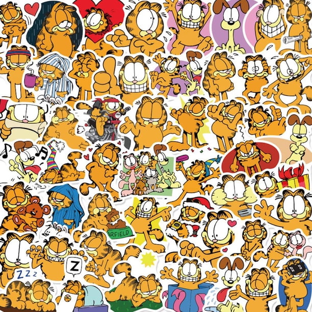 Set de pegatinas impermeables con diseño de gato naranja con diseño de Garfield, 50 unidades