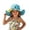 Blue, variant on ZHOGXU Kids Sun Hat With Wide Brim Flower Applique Beach For Girls Daily Casual Wear