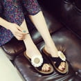 thumbnail image 5 of Anuirheih Slip on Sandals Women,Women Flock Beach Breathable Flowers Sandals Home Slipper Flip-Flops Flat Shoes(Black), 5 of 6