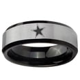 thumbnail image 2 of Cowboys Star 8MM Beveled Edge Gray And Black Tungsten Men Ring, 2 of 2