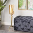 thumbnail image 3 of DecMode Gold Aluminum Metal Single Candle Hurricane Lamp, 3 of 10