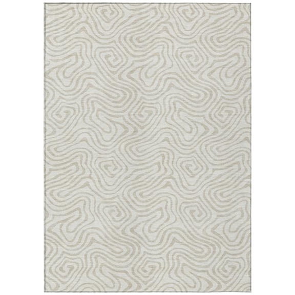 HomeRoots 599727 8 x 10 ft. Ivory & Beige Abstract Washable Indoor & Outdoor Rectangle Area Rug