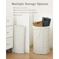 thumbnail image 5 of Large Laundry Hamper Laundry Basket Round 34.3 Gal (130 L) Handwoven Wicker Laundry Baskets Rattan Laundry Basket with Laundry Bag Handles 2 Mesh Bags for Living Room Bedroom White, 5 of 15