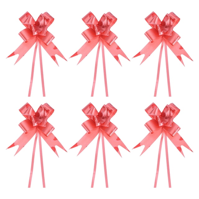 Unique Bargains 3.3inch Pull Bows Gift Wrapping Pull Bow Heart Pattern Baskets Present Bows Ribbon Red 100 Pcs