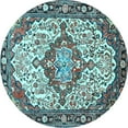 thumbnail image 1 of Ahgly Company Indoor Round Medallion Light Blue Traditional Area Rugs, 8' Round, 1 of 4