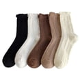 thumbnail image 4 of Calcetines de encaje para mujer, calcetines hasta media pantorrilla, primavera y otoño, bonitos calcetines de color liso, calcetines de algodón hasta media pantorrilla, color blanco, 4 of 6