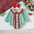 thumbnail image 5 of Gelikeya Christmas Baby Clothes for Girls Cute Santa Reindeer Print Rompers + Headband 2 Piece Outfits Bodysuit (A02 Green, 12-18 Months), 5 of 5