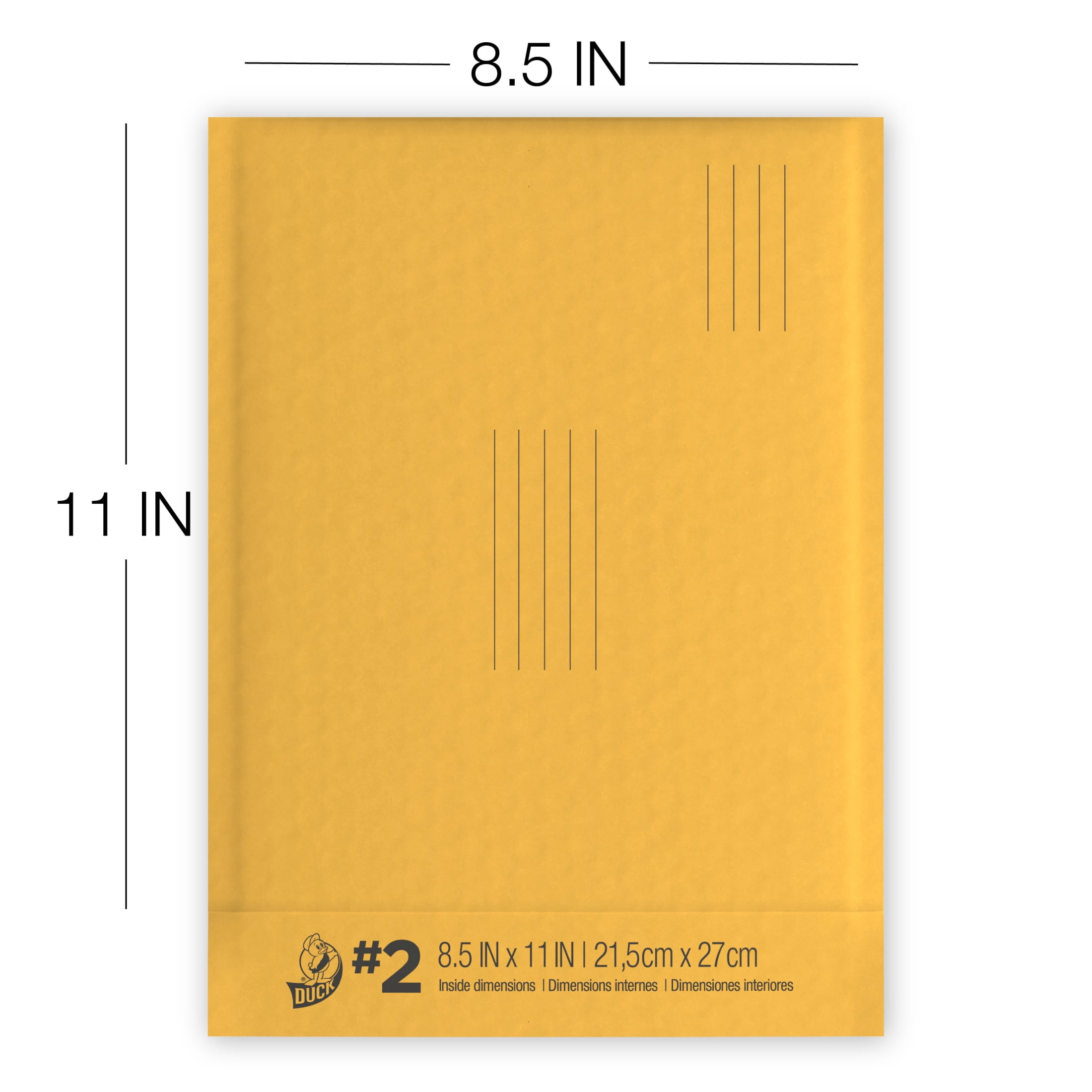Duck Self-Seal Kraft Bubble Mailer #2, 8.5" x 11", Solid Print, 2 Pack