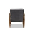 thumbnail image 4 of Sorrento Mid-century Modern Grey Velvet Fabric Upholstered Walnut Finished Wooden Lounge Chair, 4 of 5