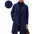 thumbnail image 3 of Men'S Wool Blend Trench Coat Notched Collar Overcoat with Pockets Navy Blue 4XL, 3 of 8