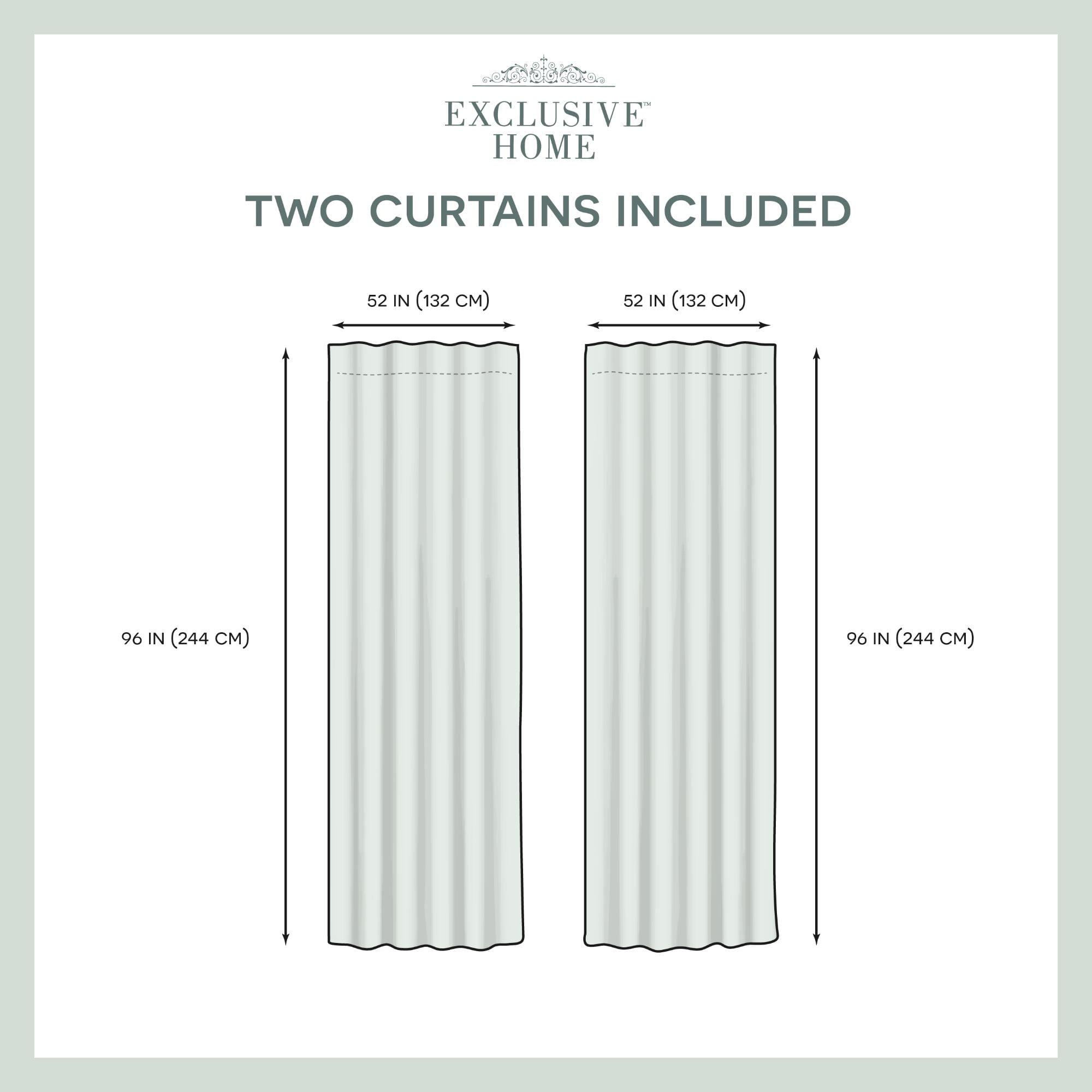 Exclusive Home Catarina Layered Solid Room Darkening Blackout and Sheer Hidden Tab/Rod Pocket Top Curtain Panel Pair, 52"x96", Winter, Set of 2
