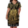 thumbnail image 3 of Vestido holgado con bolsillos y estampado floral de tarot, ideal para ocasiones especiales, de fiesta y de lujo., 3 of 7